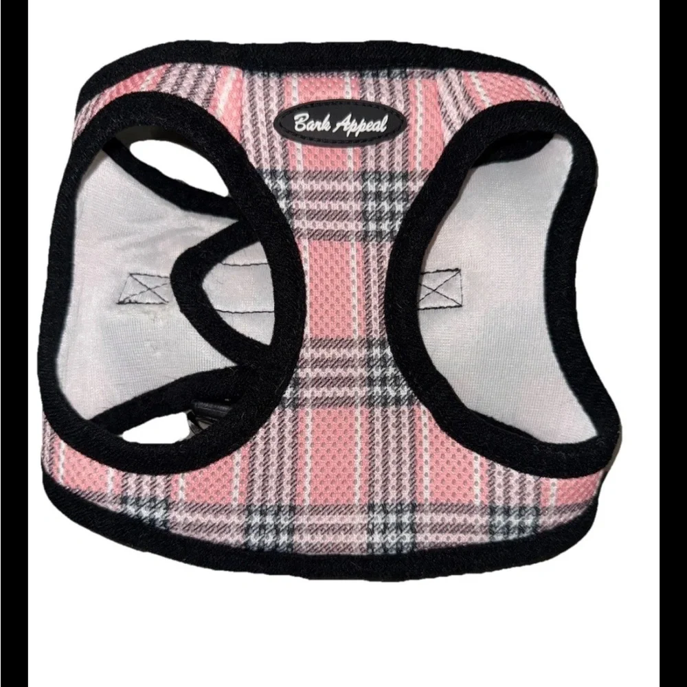 Bark Appeal Pink Plaid Dog Harness Large